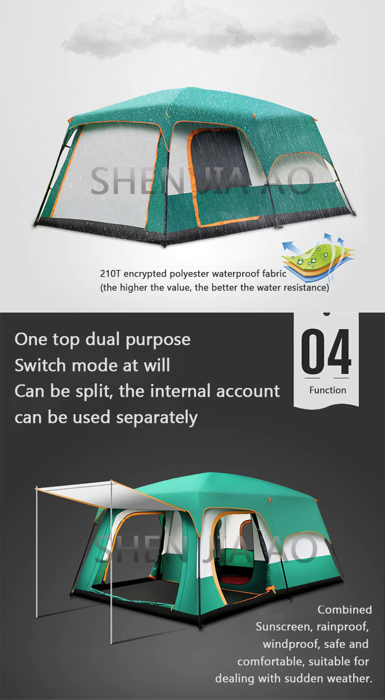 Cheap Goat Tents Outdoor Double Deck Two Bedrooms And Four Seasons Camping Waterproof Tent 8